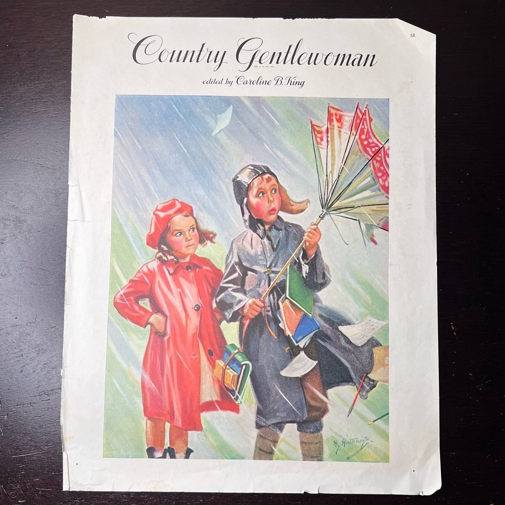 Vintage 1940s Country Gentlewoman Magazine Illustration, Henry Hintermeister
